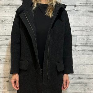 Nili Lotan Grey Cashmere 3/4 length Jacket Women Medium Parka Style with hood